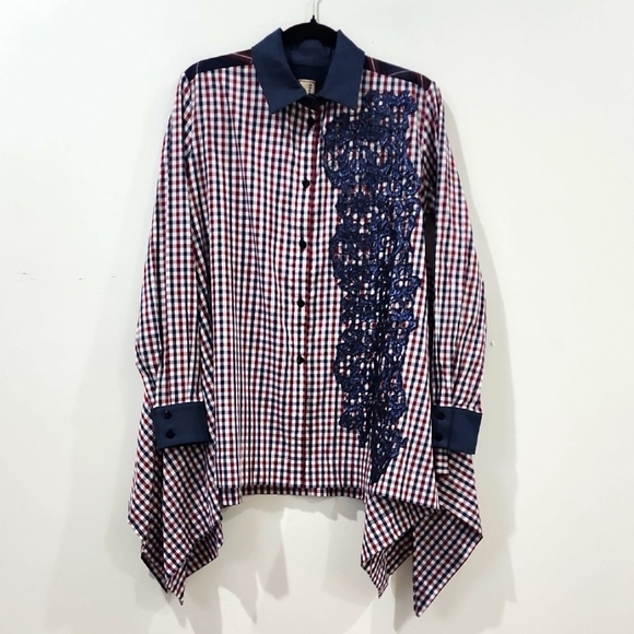 Antonio Marras Tops - Antonio Marras Check Embellished Shirt (SZ 40)